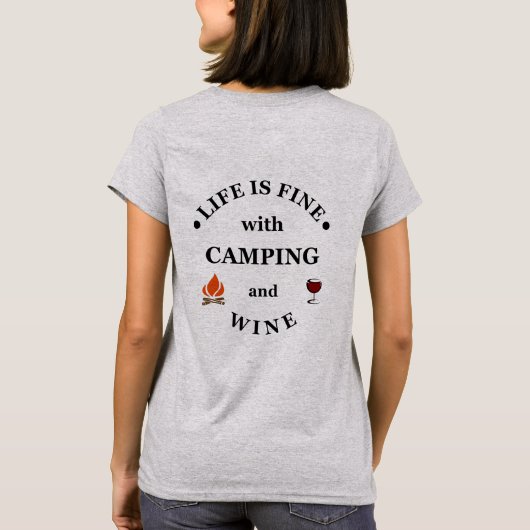 Leuke camping en wijn gezegden t-shirt (Achterkant)