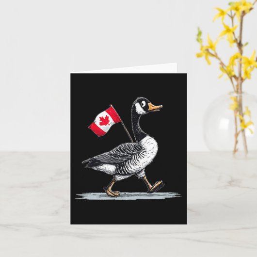 Leuke Canada Dier Uitkijk Met Cool Gans  Kaart (Gele Bloem)