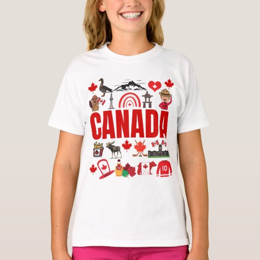 Leuke Canada Symbolen Collage T-shirt (Voorkant)