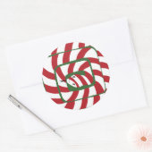 Leuke Candy Cane Rode Gestreepte Abstracte Snake Ronde Sticker (Envelop)