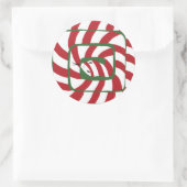 Leuke Candy Cane Rode Gestreepte Abstracte Snake Ronde Sticker (Tas)