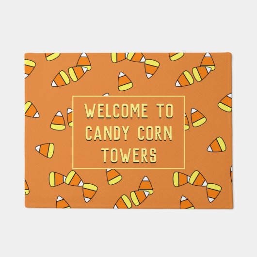 Leuke Candy Corn Pattern Halloween Welkom Deurmat (Voorkant)