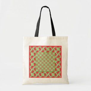 Leuke Canvas tas: Leuke Rode Draken, Groene Gingha Tote Bag