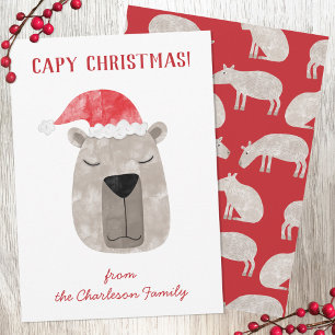 Leuke Capybara gepersonaliseerde kerst Feestdagenkaart