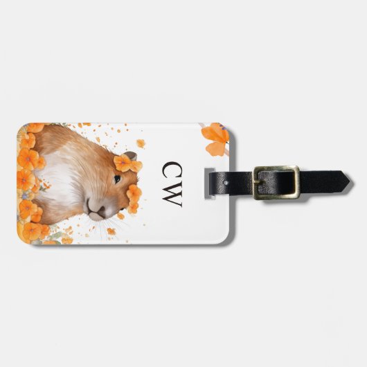 Leuke Capybara Lover gepersonaliseerd Monogram Bagagelabel (Voorkant horizontaal)
