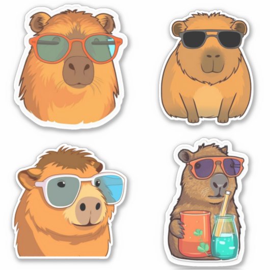 Leuke capybara sticker pack (Voorkant)