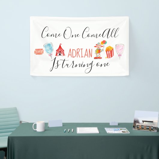Leuke carnaval circus verjaardagsfeestbanner spandoek (Beurs)