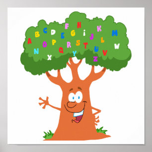 leuke cartoon abc alphabet tree poster