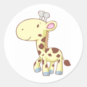 Leuke Cartoon Baby Giraffe Shirten Ronde Sticker