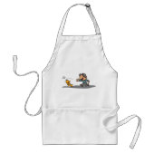 Leuke Cartoon Boy en hond spelen Fetch Standaard Schort (Voorkant)
