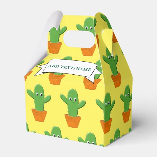 Leuke Cartoon Cactus Patroon Aangepaste naam Bedankdoosjes (Achterkant)