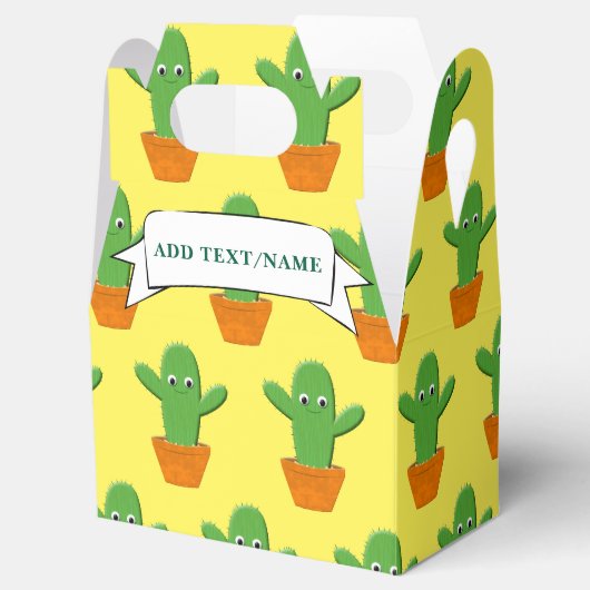 Leuke Cartoon Cactus Patroon Aangepaste naam Bedankdoosjes (Geopend)