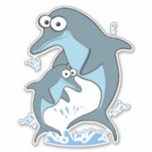 Leuke Cartoon Dolfijnen Sticker (Voorkant)