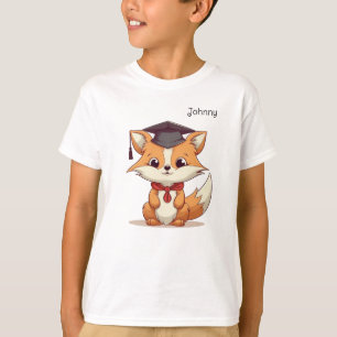 Leuke Cartoon Fox Gepersonaliseerd Afstuderen T-shirt