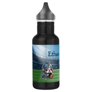 Leuke Cartoon Franse bulldog quarterback stadion Waterfles