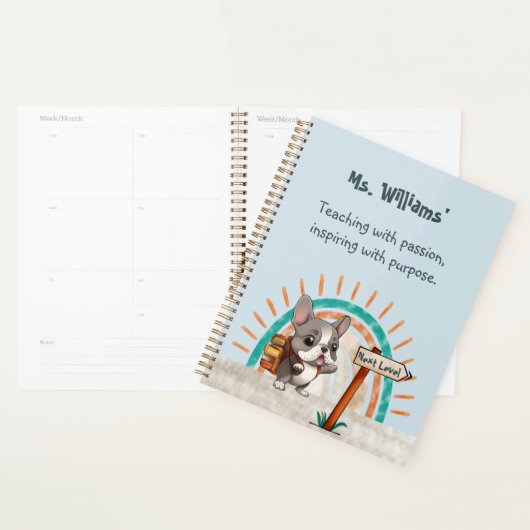 Leuke Cartoon Franse Bulldog Terug naar School doc Planner (Display)