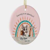 Leuke Cartoon Franse Bulldog Terug naar School stu Keramisch Ornament (Rechts)