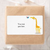 Leuke cartoon giraffe en vogel etiket (Insitu)