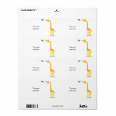 Leuke cartoon giraffe en vogel etiket (Full Sheet)