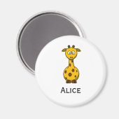 Leuke Cartoon Giraffe Magnet met Kindernaam Magneet (Voorkant / Achterkant)
