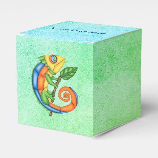 Leuke Cartoon Hagedissenblad Heldere kleuren Blauw Bedankdoosjes (Voorkant Zijde)