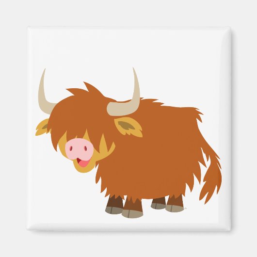 Leuke Cartoon Highland Koe Magnet Magneet (Voorkant)