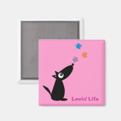 Leuke cartoon hond & vlinders Lovin' Life magneet (Voorkant / Achterkant)