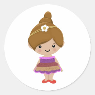 Leuke cartoon kleine prinses ronde sticker