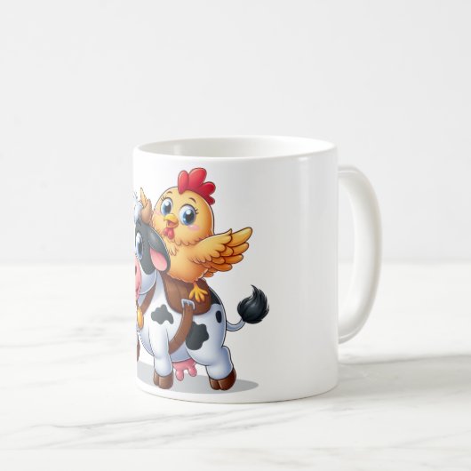 Leuke cartoon koe/kip koffiemok (Voorkant rechts)