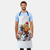 Leuke cartoon koe/kip schort (Gedragen)