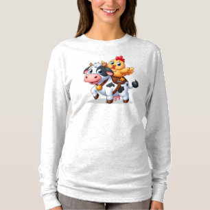 Leuke cartoon koe/kip t-shirt