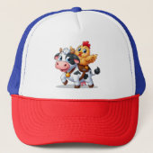 Leuke cartoon koe/kip trucker pet (Voorkant)