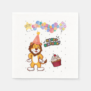 Leuke Cartoon Leeuw Verjaardagsfeest Servetten