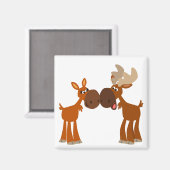 Leuke Cartoon Moose Paar in Love Magnet Magneet (Voorkant / Achterkant)