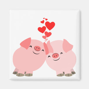 Leuke Cartoon Pigs in Love Magnet Magneet