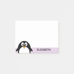 Leuke cartoon pinguïn lavendel en zwart post-it® notes