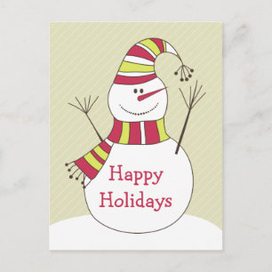 Leuke Cartoon Prettige feestdagen Briefkaart Snowm