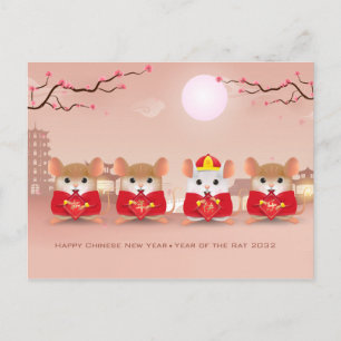 Leuke Cartoon Rats voor het Chinees Nieuwjaar Briefkaart