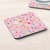 leuke cartoon roze bier onderzetter (Linkerzijde)