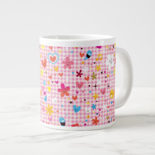 leuke cartoon roze grote koffiekop