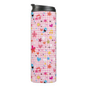 leuke cartoon roze thermosbeker (Geroteerd rechts)