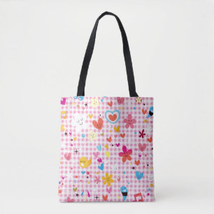 leuke cartoon roze tote bag