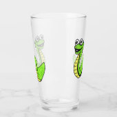 Leuke Cartoon Snake Heldergroen Geel Glimlachen Glas (Links)