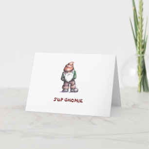 Leuke cartoon tekening van een Gnome, "Ik mis je" Kaart