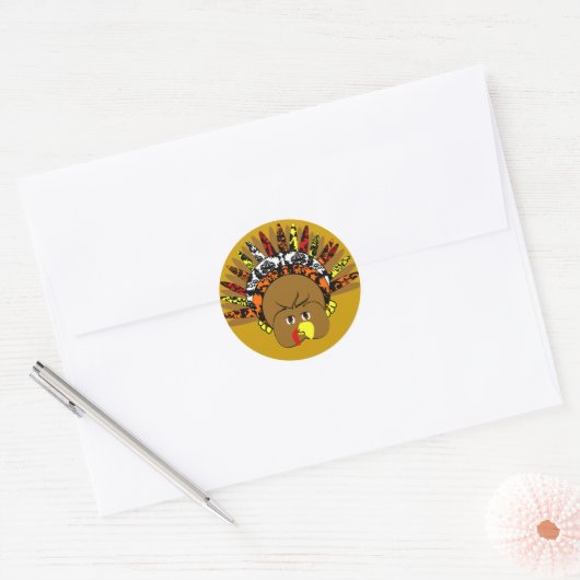 Leuke Cartoon Thanksgiving Turkije Sticker (Envelop)