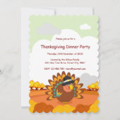 Leuke cartoon van een Pelgrim Thanksgiving kalkoen Kaart (Voorkant)