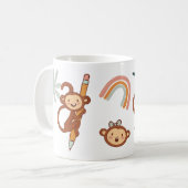Leuke Cartoonish Monkey Boho kleuren Koffiemok (Voorkant links)