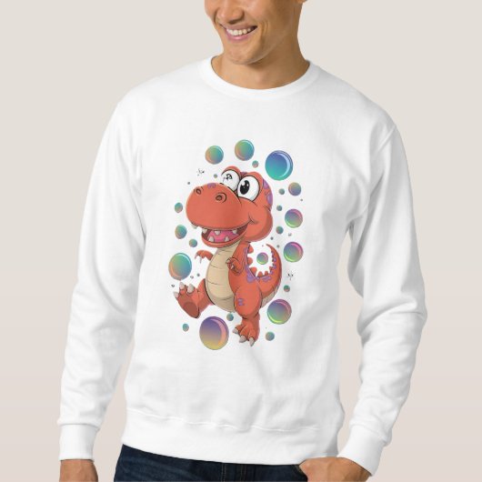 Leuke Cartoonish Oranje Dinosaurus Sweatshirt voor (Voorkant)