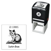 Leuke Cat Custom Book Ex Libris Zelfinktende Stempel (In situ)