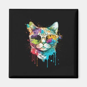 Leuke Cat Motif Pop Art Cat Magneet